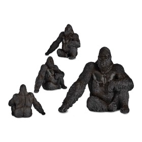 Figura Decorativa Gorila Negro Resina (34 x 50 x 6