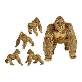 Figura Decorativa Gorila Dorado Resina (30 x 35 x 