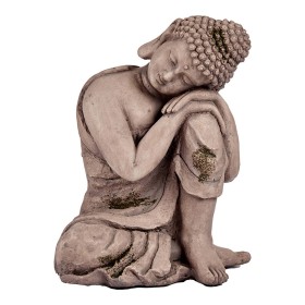 Figura Decorativa para Jardín Buda Gris Poliresina