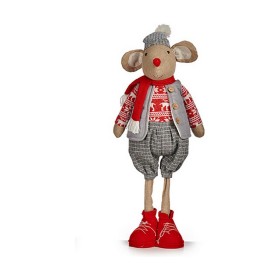 Decorative Figure Mouse Christmas 71 cm Red Grey W