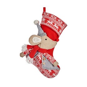 Christmas Stocking Mouse 31 x 5 x 48 cm Red Grey W