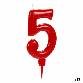 Vela Rojo Cumpleaños Número 5 (12 Unidades)