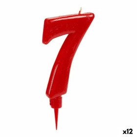 Bougie Rouge Anniversaire Numéro 7 (12 Unités)
