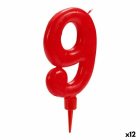 Vela Rojo Cumpleaños Número 9 (12 Unidades)