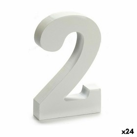 Número 2 Madera Blanco (2 x 16 x 14,5 cm) (24 Unid