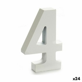 Número 4 Madera Blanco (2 x 16 x 14,5 cm) (24 Unid