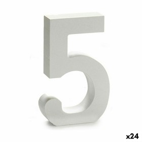 Número 5 Madera Blanco (2 x 16 x 14,5 cm) (24 Unid