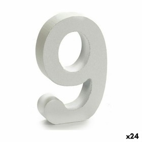 Número 9 Madera Blanco (2 x 16 x 14,5 cm) (24 Unid