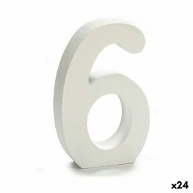 Número 6 Madera Blanco (2 x 16 x 14,5 cm) (24 Unid
