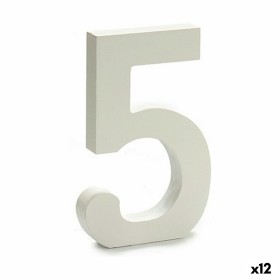 Número 5 Madera Blanco (1,8 x 21 x 17 cm) (12 Unidades)
