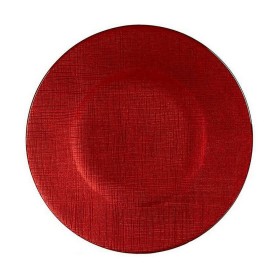 Prato de Jantar Vermelho Vidro 21 x 2 x 21 cm (6 Unidades)