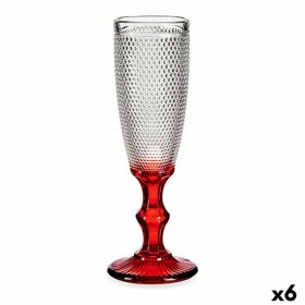Copo de champanhe Vermelho Transparente Pontos Vidro 6 Unidades