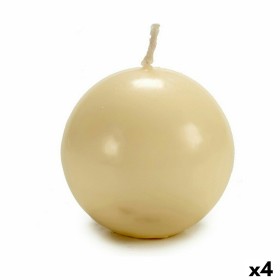 Vela Bola Crema Cera (7,5 x 7,5 x 7,5 cm) (4 Unidades)