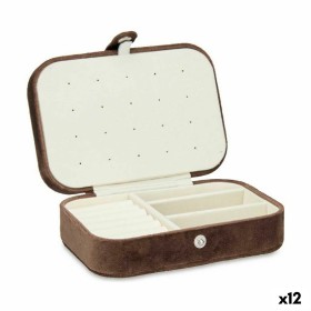 Caja-Joyero Marrón Terciopelo (16,2 x 6 x 11,5 cm)