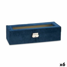 Caja para Relojes Azul Metal (30,5 x 8,5 x 11,5 cm