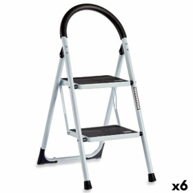 Folding ladder White Black Grey Metal 38 x 50 x 84