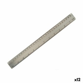 Ruler Aluminium Silver 0,5 x 35,5 x 4 cm (12 Units