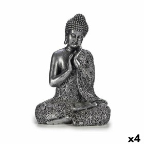 Figura Decorativa Buda Sentado Plateado 22 x 33 x 