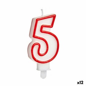 Kerze Geburtstag Zahle 5 Rot Weiß (12 Stück)