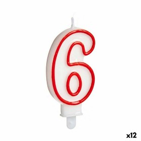 Candle Birthday Number 6 Red White (12 Units)