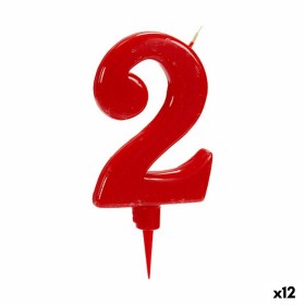 Bougie Rouge Anniversaire Numéro 2 (12 Unités)
