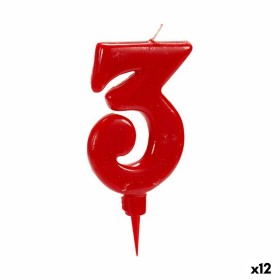 Vela Rojo Cumpleaños Número 3 (12 Unidades)