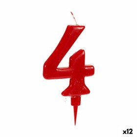 Vela Rojo Cumpleaños Número 4 (12 Unidades)