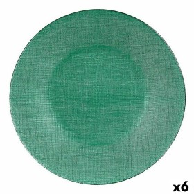 Plato Llano Verde Vidrio 27,5 x 2 x 27,5 cm (6 Uni