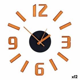 Reloj de Pared Adhesivo Bronce ABS Ø 35 cm (12 Uni