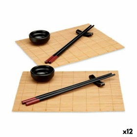 Sushi Set Black Bamboo Stoneware (12 Units)
