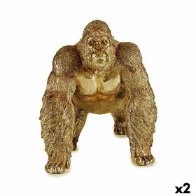 Decorative Figure Gorilla Golden 20 x 27,5 x 34 cm