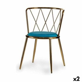 Cadeira Losangos Azul Dourado Metal 50,5 x 73 x 51