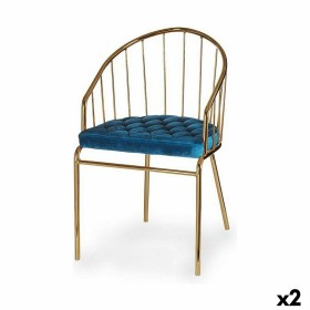 Stuhl Stangen Blau Gold Eisen 51 x 81 x 52 cm (2 S