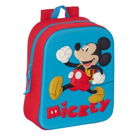 Mochila Escolar Mickey Mouse Clubhouse 3D Rojo Azul 22 x 27 x