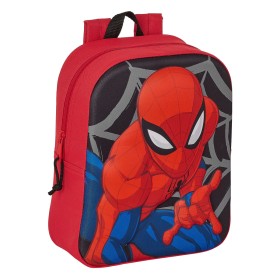 Mochila Escolar Spiderman 3D Rojo Negro 22 x 27 x 10 cm
