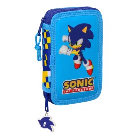 Estojo Duplo Sonic Speed Azul 12.5 x 19.5 x 4 cm (