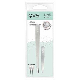 Set QVS Urban Tweezers for Plucking Stainless steel Silver (2