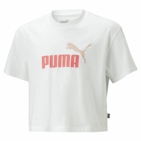 Child's Short Sleeve T-Shirt Puma Logo Cropped Whi
