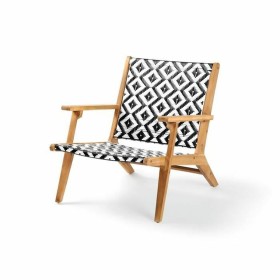 Garden chair Acacia 81 x 67 x 71 cm Black Wood White Resin