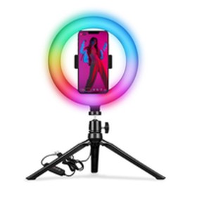 Aro de Luz Selfie com Tripé e Controlo Remoto Celly CLICKRINGRGBBK Celly - 1