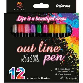 Set of Felt Tip Pens Alex Bog Outliner Multicolour 12 Pieces