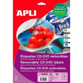Adhesivos/Etiquetas Apli CD/DVD Ø 114 mm Blanco Ø 117 mm