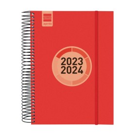 Diary Finocam Espir Label School 2023-2024 Red 15,5 x 21,2 cm