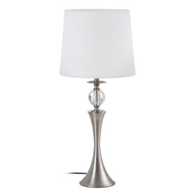 Lámpara de mesa Blanco Plateado Lino Metal Cristal Hierro 40 W