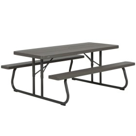 Table Klapptisch Lifetime Holz Braun Picnic Stahl Kunststoff