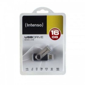 Memoria USB INTENSO 3503470 16 GB Llavero Negro Negro/Plateado