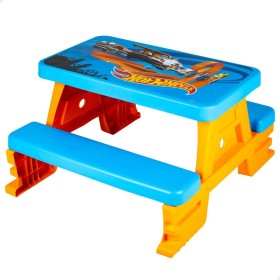 Child's Table Set and Basket Hot Wheels Blue Orange Plastic 69