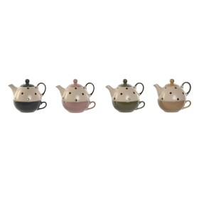 Teapot Home ESPRIT Yellow Green Grey Pink Stoneware 500 ml (4