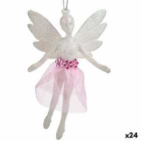 Christmas bauble Fairy White Plastic Glitter 8 x 1