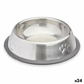 Futternapf für Hunde Silberfarben Grau Gummi Metal